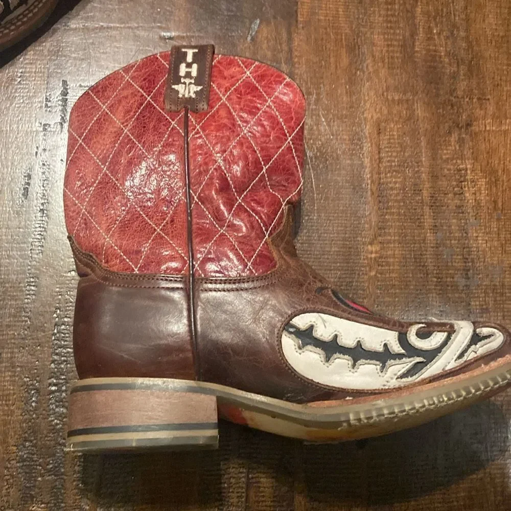 Tin Haul Big Kids Boots - Not Boaring Bacon/Eggs Size 2 Cowboy Boots